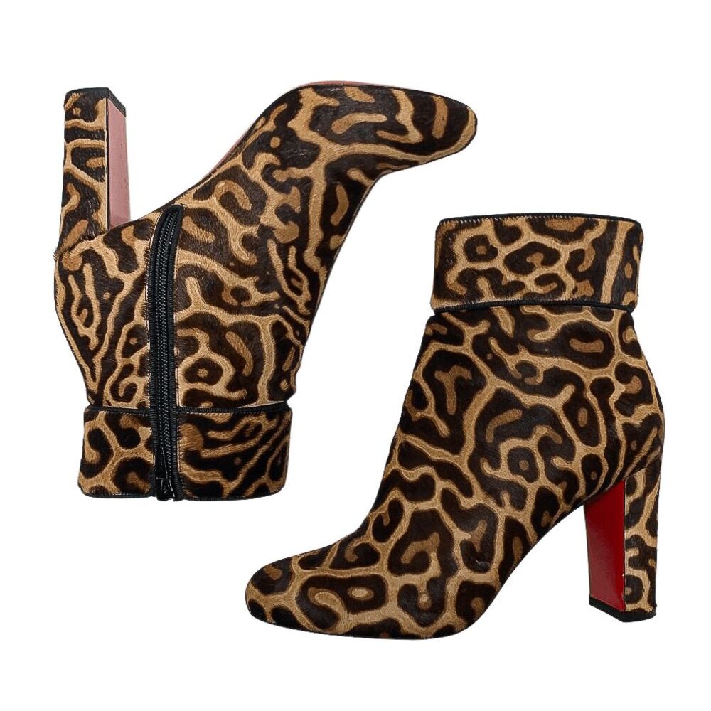 Christian Louboutin Moulamax 85 Pony Hair Heeled Ankle Booties EU 37.5 US 7.5 - Picture 4 of 11